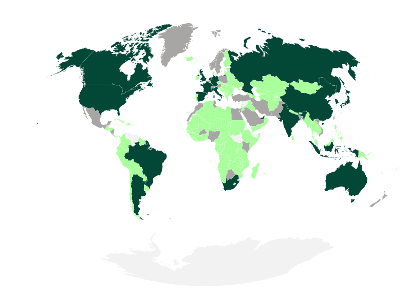 Open Opportunities - Colours - How the World Compares in Public Procurement Spending 1 - Open Opportunities A map of the world showing the density of tender opportunities from different countries in the Open Opportunities database.